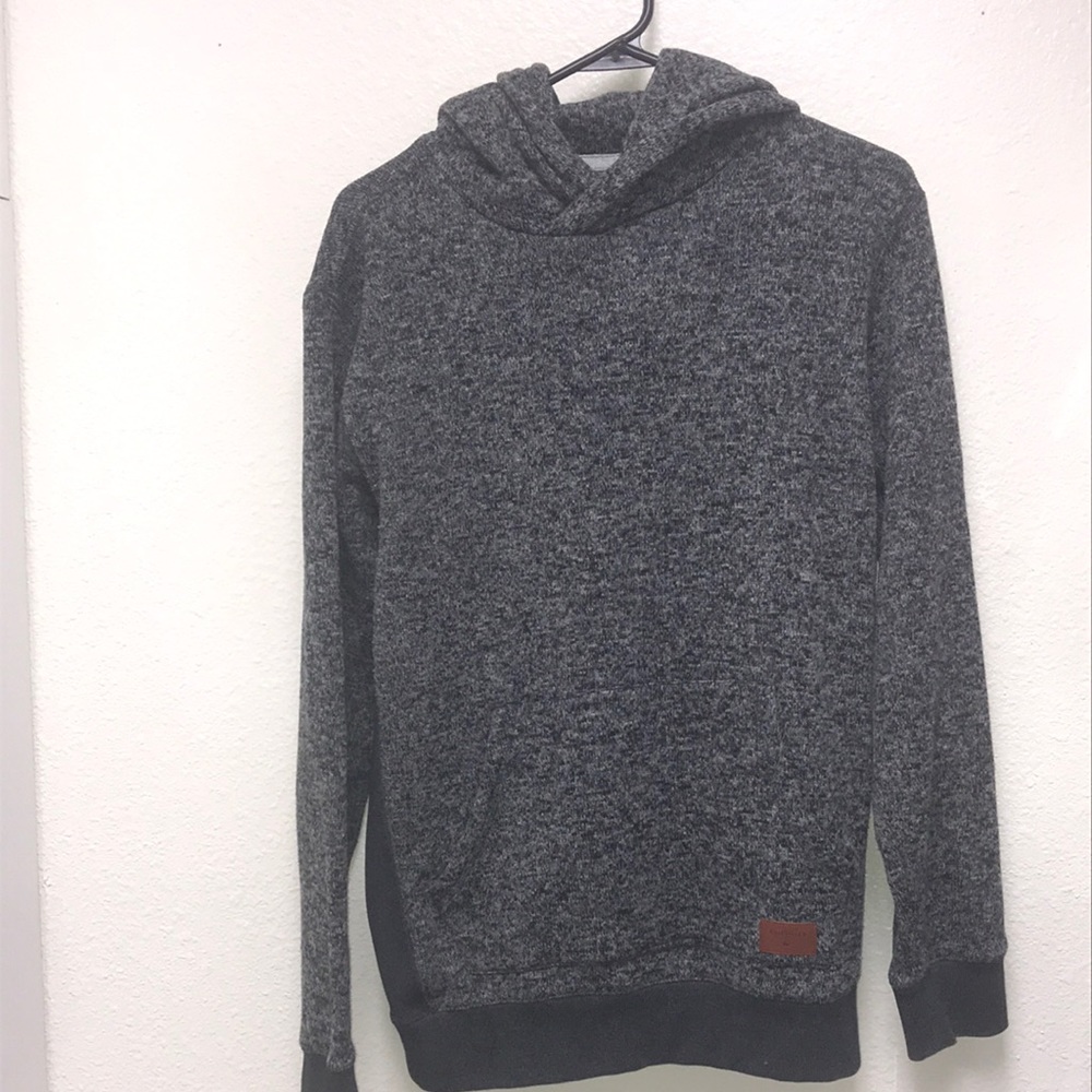 Quicksilver Men’s Small Gray Black Hoodie Hooded Pullover Jacket